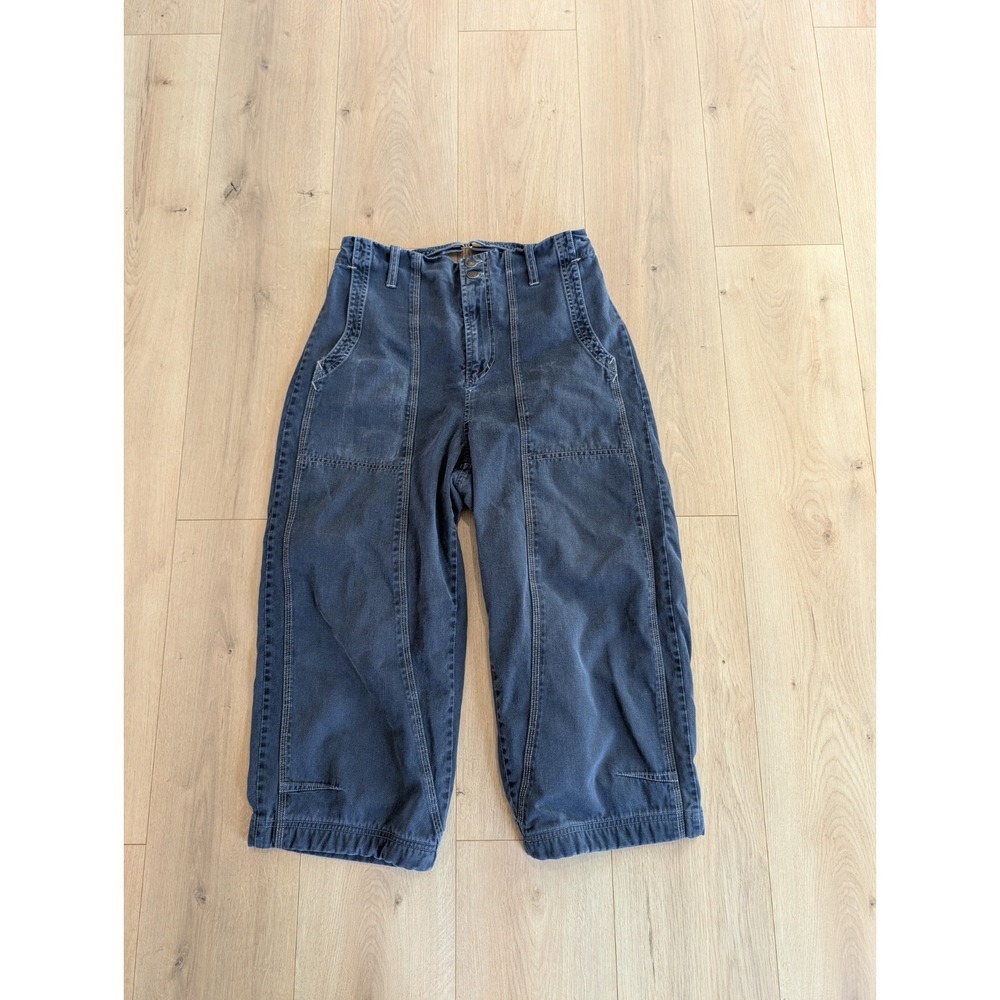 Free people womens 8 blue Sawyer carpenter wide leg crop pant pockets OB1786863 - Picture 2 of 11